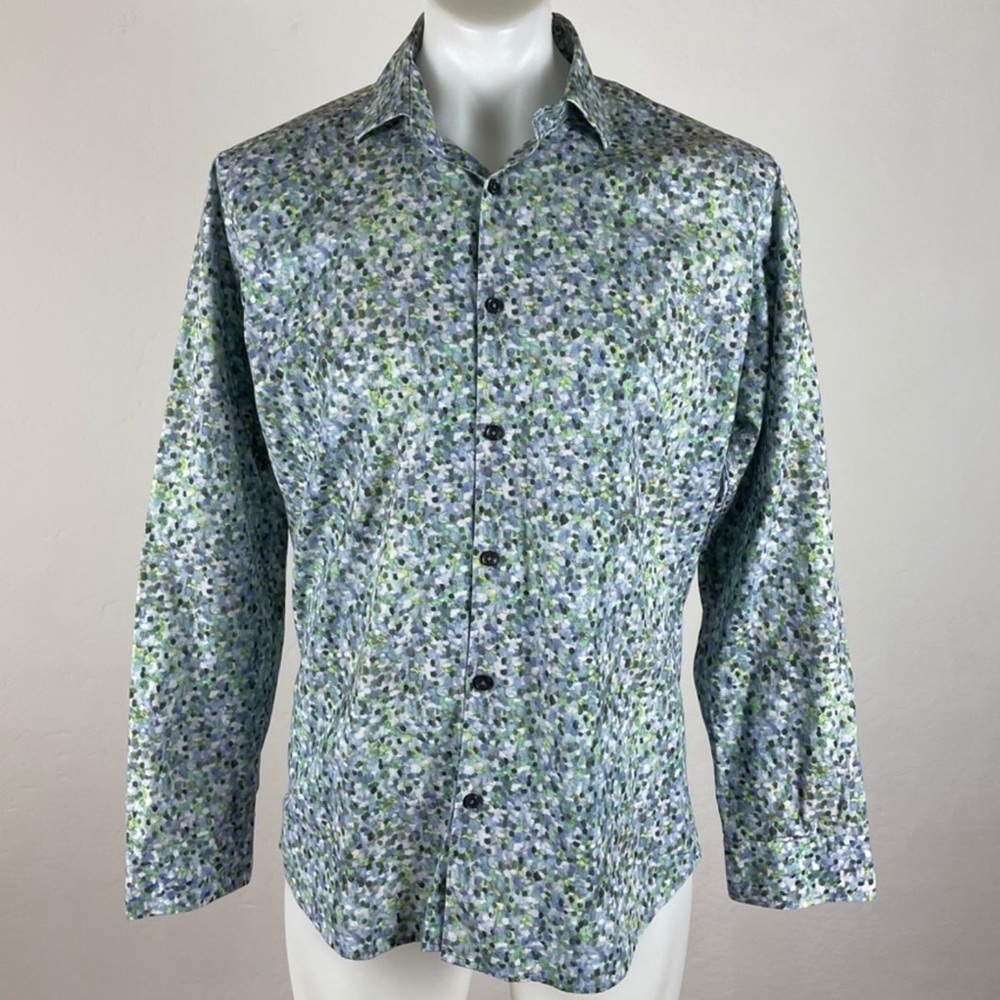 Jared Lang Pastel Watermark Regular Fit Long Sleeve Shirt Size L